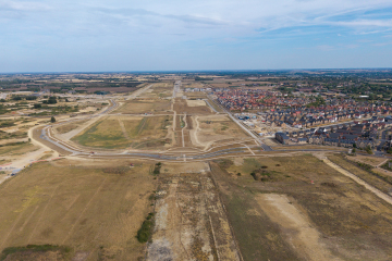 View to southeast along main runway