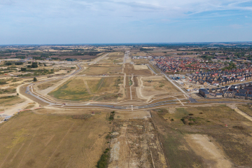 View to southeast along main runway